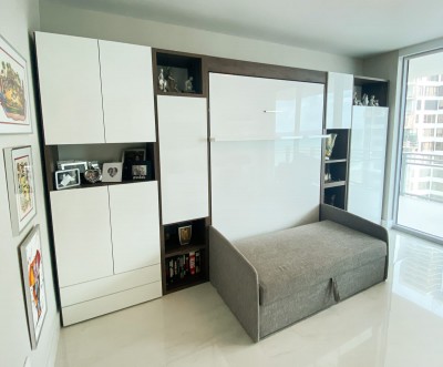 ROYAL Full Wall Bed with Sectional Sofa, Bookcases and Wardrobes Set